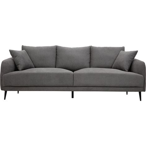Divano design 3 posti in tessuto effetto velluto grigio e metallo nero JERRY (1/5)