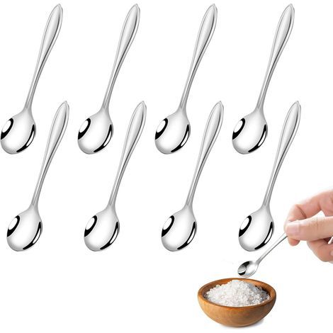 Lot De 8 Petites Cuillères En Acier Inoxydable,Cuillere A Cafe,Mini Cuillere,Petite Cuillère À Café,Mini Taille 7,5 Cm, Petites Cuillères Mignonnes Pour Sel Et Épices (1/5)