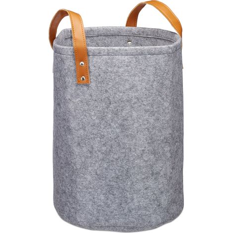 Cesta portabiancheria pieghevole moderna con manico 40 x 30 cm ideale cameretta bagno in feltro grigio 130008686