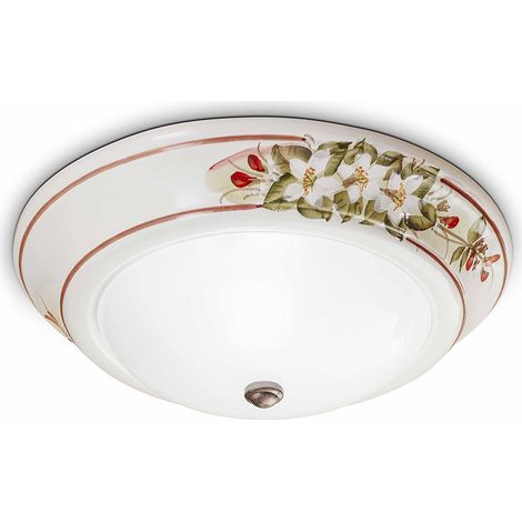 Plafoniera Classica Capua Ceramica E Ottone Satinato Decorato 1 Luce E27 (1/5)