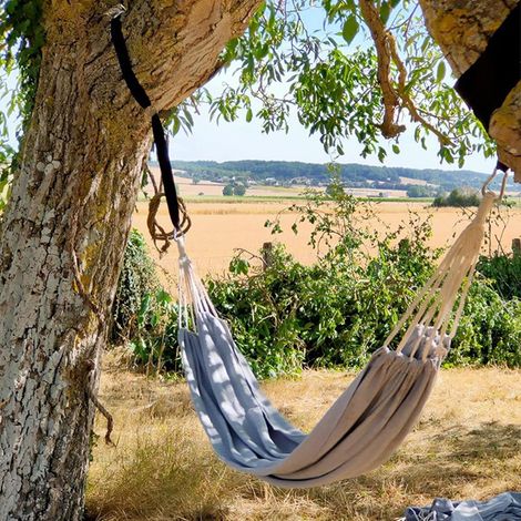 Tumbona de camping para exteriores, artículo portátil de lona para exteriores, diseño ligero con correas respetuosas con el medio ambiente, incluye bolsa de transporte, ideal para jardín, balcón, pati (1/5)