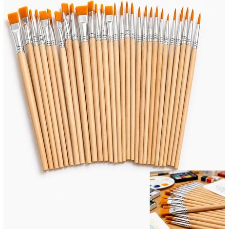 30 PCS Set de 30 Pinceau Fin Peinture Pinceau Peinture Acrylique pour Détails Aquarelle Loisirs Créatifs avec Pointes Fines Rondes Plates pour École Ateliers Artistes Groupes Créatifs (1/5)