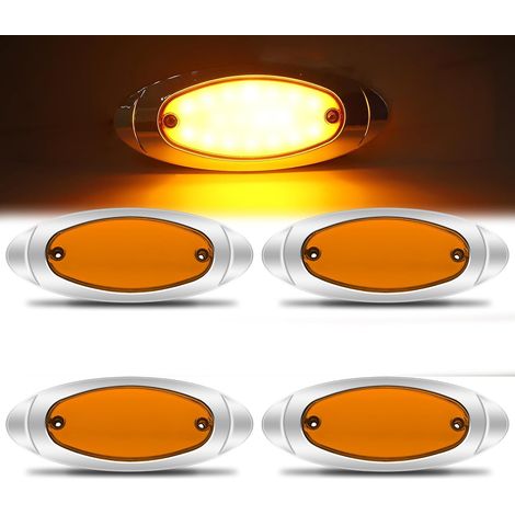 Feux de Position Latéraux LED 12/24v Feu de Position Led Feux de Gabarit Latéral pour Camion Camping Car Voiture Remorque (Jaune) (1/5)