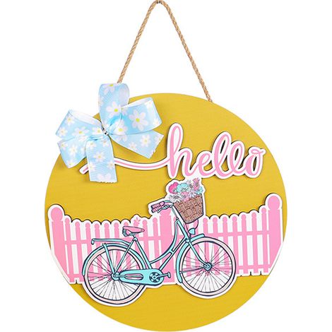 (Holzschild mit Fahrradmotiv) Holzkranz für Valentinstag, Türdekoration, Schaufensterdekoration, Schmuck (1/2)