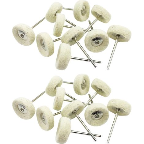 Lot de 20 disques de polissage en feutre de laine à tige de 1,9 cm pour perceuse à bijoux, outil rotatif, petits tampons de polissage en feutre (1/3)