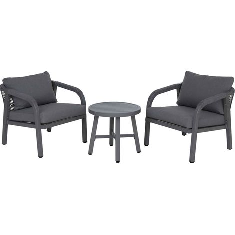Ensemble de salon en aluminium HWC-P82, salon de jardin, ensemble pour balcon (chaise et table), tis (1/5)