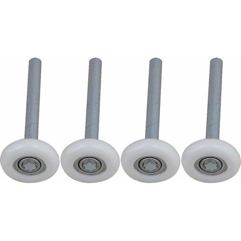 Lot de 4 roulettes de porte de garage en nylon – Roulement à billes scellé – Tige 115 mm – Réduction du bruit et durabilité