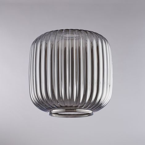 diffusore in vetro soffiato grigio specchiato con decoro rigatura in rilievo H.20 - Ø20