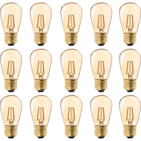 LED-E27-Vintage-Glühbirne, ST45, einfach zu verwenden, 1 W = 10 W, Glühlampen, superwarmweiß, 2200 K, E27-Nachttischlampenbirne mit mittlerem Sockel, goldenes Glas, nicht dimmbar, 15 Stück [Energiekla