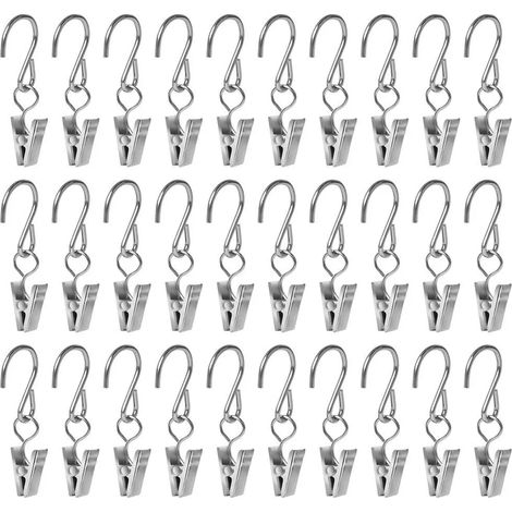Gutter Hangers For Lights, Stainless Steel Party Light Hanger Multifunction Outdoor Activities Wire Holder for String Party Lights, Set of 30