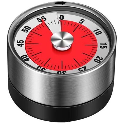 Timer da cucina meccanico bianco, timer magnetico da cucina, timer da cucina rotante in acciaio inossidabile con conto alla rovescia