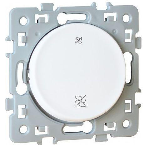 60217 Eur'ohm Square Poussoir à Contact Nf ( Normalement Fermé) Blanc Pour Commande De Bouche D'extraction Vmc Hygroréglable