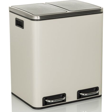Collecteur de déchets / système de tri sélectif Clean 9 - 30L (2 x 15 L) acier beige hjh OFFICE