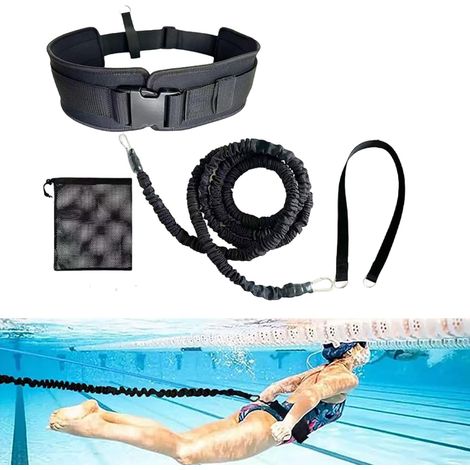 Ceinture de Natation pour Piscine,2.5-7.5M Ceinture de Résistance de Natation Réglable,Sangle Swimming Piscine,Ceinture D'entraînement de Nager,Laisse de Résistance de Nager,pour Adultes Enfants (1/5)