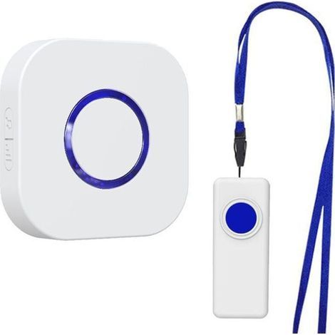 Sonnette sans Fil Exterieur Étanche, Longue Portée 400M de Carillon Electronique Kit avec Pile, 55 Mélodies au 5 Niveaux Volumes pour Maison, Indicateur LED Bleu, Blanc