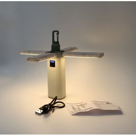 Lampe de camping portable rechargeable - Lampe suspendue pour tente - Durée de vie extra longue - Lampe torche multifonctionnelle - Lampe torche pliable (1/5)