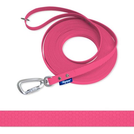Laisse antidérapante pour chien de 5 mètres de long avec mousqueton autobloquant sécurisé, rose fluo et 16 mm de large. (1/5)