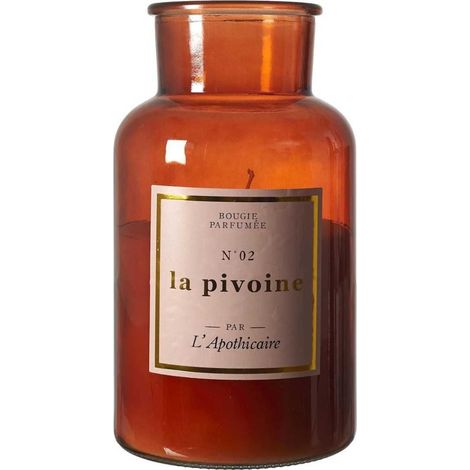 Bougie XXL en verre marron parfum pivoine (H25cm) (1/3)