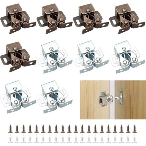 Loqueteaux de Meuble 10 Pièces Fermeture Porte Placard, Loqueteaux de Porte Placard Double Rouleau pour Placard(Deux couleurs) (1/4)