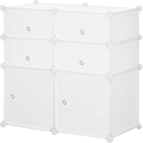 Armoires à chaussures gain de place, armoire d'entrée en plastique, armoire modulaire pour salon et entrées, étagère à chaussures, multi-usage 75x37x73cm, Blanc (1/5)