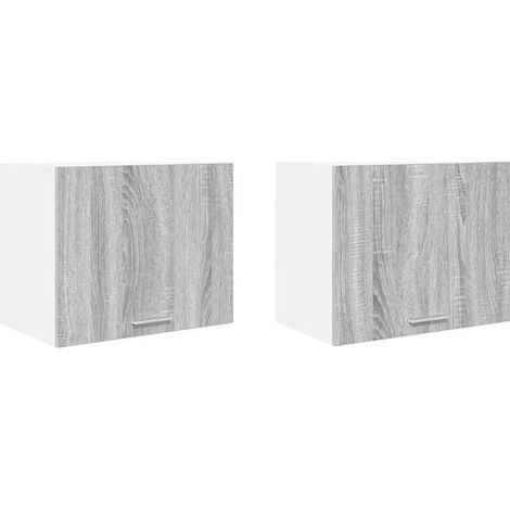 Set di 2 armadietti pensili moderni rettangolari 50 x 31 x 40 cm con ampio spazio di archiviazione in legno ingegnerizzato grigio 020053204