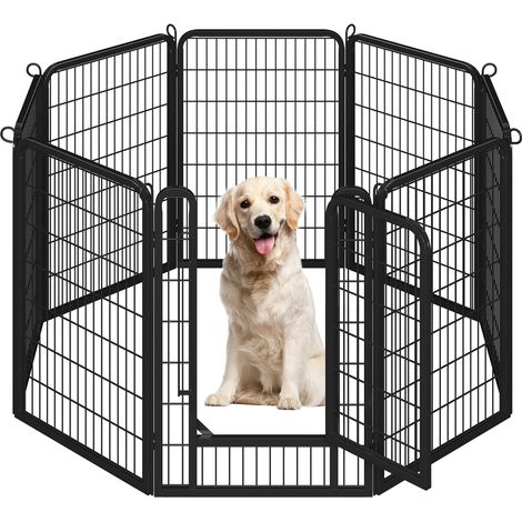 Yaheetech Recinto per Cani in Ferro 8 pz 68 x 100 cm Trasportabile Animali Domestici per Interno Esterno Nero
