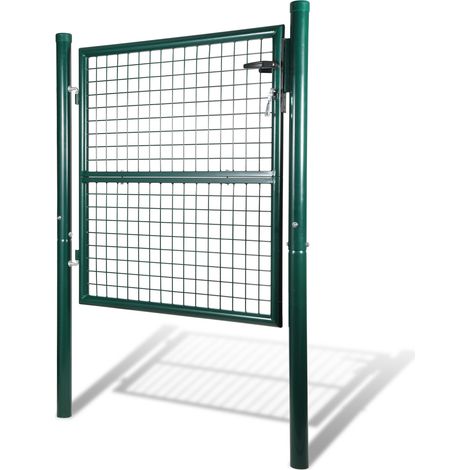 Cancello da giardino in acciaio zincato, porta da giardino, cancello per recinzione, cancello per cortile, con serratura di qualità, maniglia e chiave cancello 125 x 100 cm, verde (1/5)