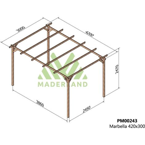 Pérgola de Madera Maciza Marbella (Maderland) - Gardeneas - 420 x 300 cm