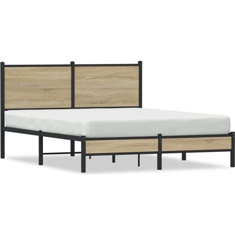 Maison Exclusive - Metallbett ohne Matratze Sonoma-Eiche 150x200 (1/5)