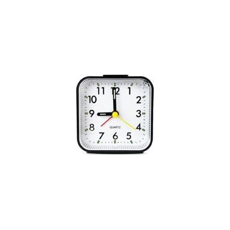 Petit réveil de voyage analogique à piles, silencieux, sans tic-tac, réveil en douceur, sonnerie progressive, fonction snooze, rétroéclairage à la demande, facile à régler (noir) (1/5)