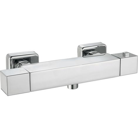 Mitigeur thermostatique de douche – Finition en laiton chromé – 2 boutons – Dimensions 26,2x6,3x7,1 cm – Économie d'eau – K2O