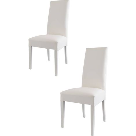 Tommychairs 2 Glory chairs in beech, white faux leather seat (1/4)