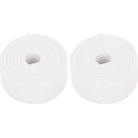 Ulisem Lot de 2 rouleaux de plinthes souples autocollantes en PVC - 38 mm x 3,2 m - Pour cuisine et salle de bain - Blanc (1/4)