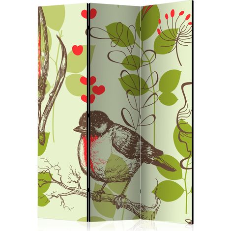 Paravento - Bird and lilies vintage pattern [Room Dividers] - 135x172 (1/4)
