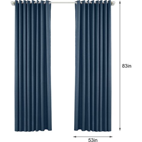 Rideaux occultants pour chambre à oeillets isolants thermiques pour salon, lot de 2 panneaux (134x210 cm)