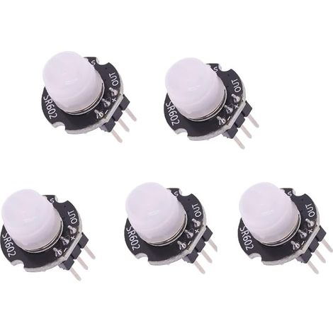 Lot de 5 mini détecteurs de mouvement SR602 Interrupteur pyroélectrique infrarouge PIR pour DIY avec lentille (1/5)
