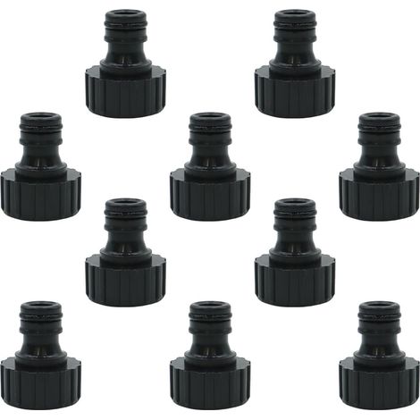 Lot de 10 raccords rapides pour robinets avec filetage femelle BSP 3/4" pour tuyau d'arrosage,en plastique recyclé à 90 %. (1/5)