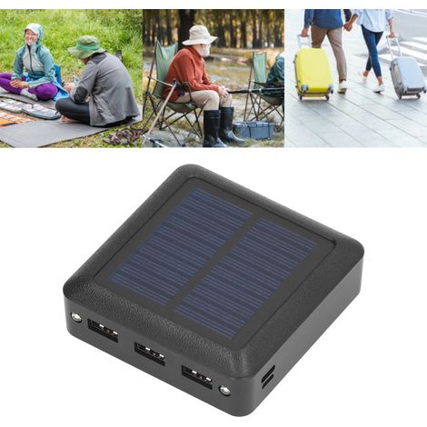 Batterie externe solaire 10 000 mAh, mini et compacte, idéale pour le camping, la randonnée, l'aventure et la pêche en plein air. (1/5)