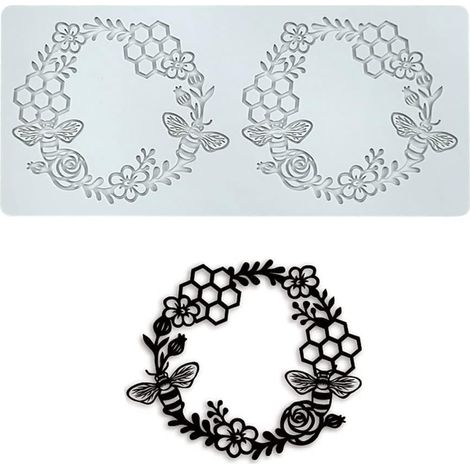 1 Moule en silicone, motif floral et nid d'abeille, 3D creux, pour chocolat, fondant, résine, savon, cire, argile, décoration de gâteaux (1/5)