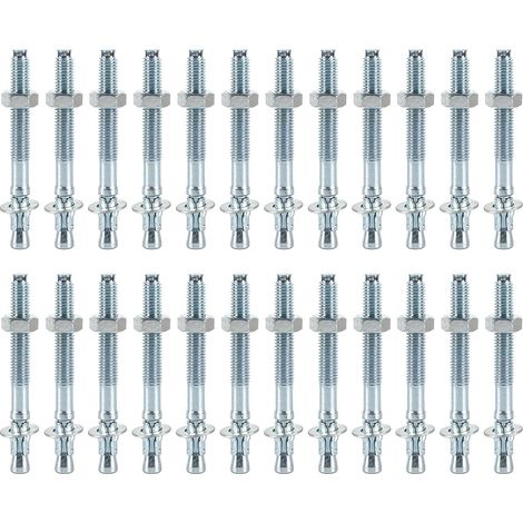 24 Pièces Cheville Charge Lourde, Boulons Ancrage M8 x 80 mm, Cheville Beton Galvanisés, Chevilles à Béton, Ancrages à Béton pour Bétons