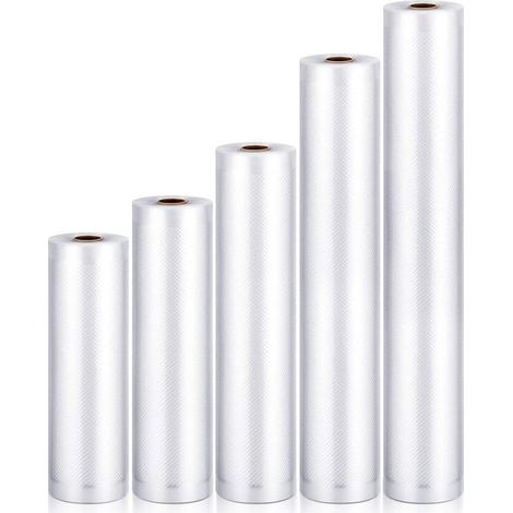 Rouleau de sacs sous vide de 15,2 cm x 41,7 cm, 17 cm x 41,7 cm, 20,3 cm x 41,7 cm, 25,4 cm x 41,7 cm et 27,9 cm x 41,7 cm. Sacs thermoscellables pour la mise sous vide et la conservation des aliments (1/5)