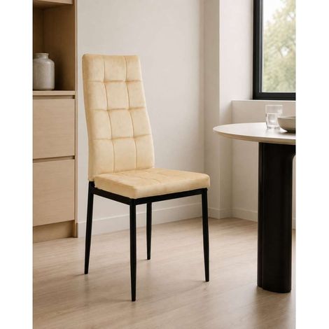 Domo Mea Sedia Sassonia in Velluto Sabbia - Design Moderno 42x49x97 cm (1/4)