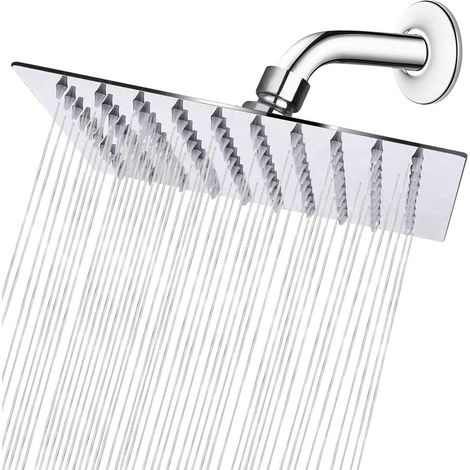 Regenduschkopf, quadratischer Duschkopf aus Edelstahl mit hohem Durchfluss, Hochdruckdesign für ein großartiges Duscherlebnis auch bei geringem Wasserdurchfluss (8 Zoll, Chrom)