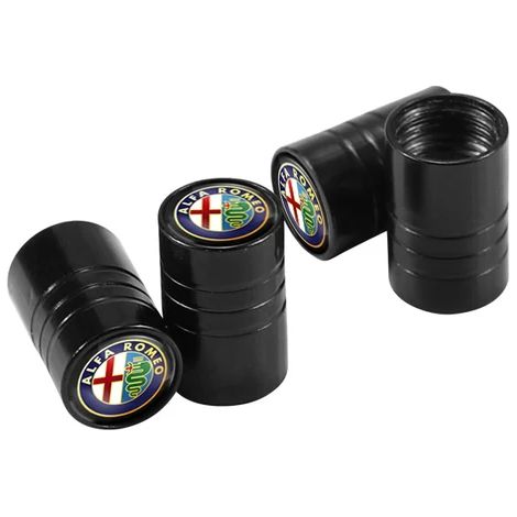 (A noir) 4 pièces bouchons de tige de valve de pneu de roue de voiture en alliage métallique adaptés pour 159 Giulietta 147 Mito Giulia 156 166 GT Stelvio Tonale (1/5)