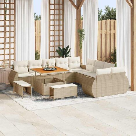 vidaXL Set Divano da Giardino con cuscino 13 pcs beige e panna (1/5)