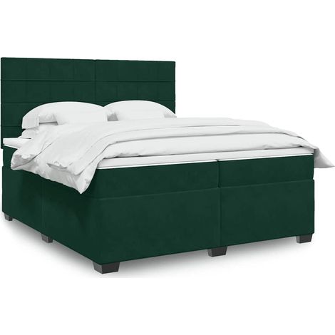 vidaXL Sommier à lattes de lit et matelas Vert foncé 200x200cm Velours (1/5)