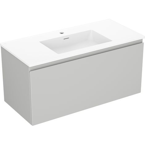 Mexen Orio Badezimmerunterschrank 100 cm mit Waschbecken Otis, 1 Schublade, grau matt/weiß matt - 91A10-10047-1-BF62-W18M01 (1/5)