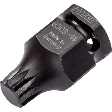 Hazet Schlag-Maschinenschrauber Schraubendreher-Steckschlüsseleinsatz 990S-14, 1/2 (12,5 mm) Vierkant hohl, 24 mm Außen-Sechskant, Innen Vielzahn Pro (1/5)