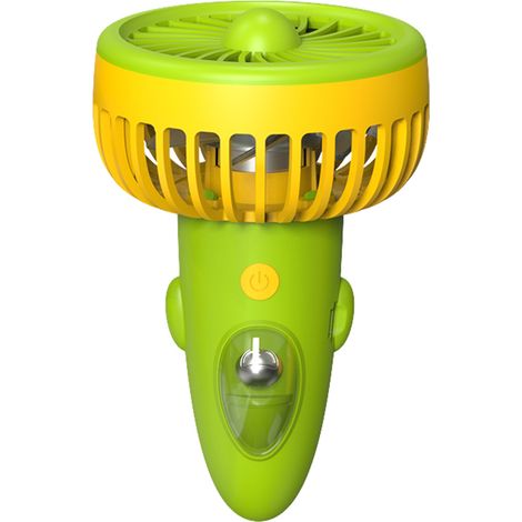Ventilador portátil recargable por USB de 1200 mAh, mini ventilador de bolsillo de 3 velocidades, manos libres, ideal para el hogar, la oficina, acampar, viajar y practicar deportes (verde y amarillo) (1/5)