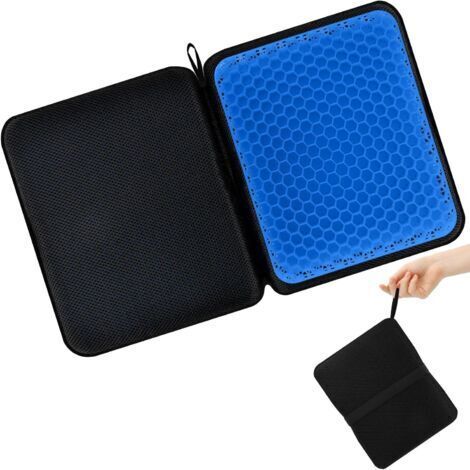 BUNTHAUS Coussin de siège en gel, pliable, pour une assise longue, respirant, rafraîchissant, design d'été, grand support ergonomique épais pour fauteuil roulant, voiture, avion et bureau, accessoires (1/4)